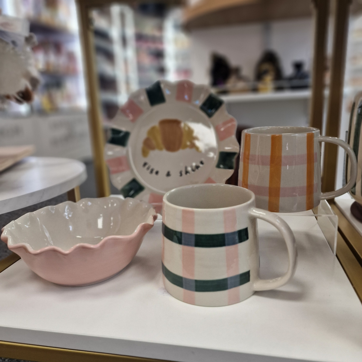 Caroline Gardner mugs, plates and wash bags