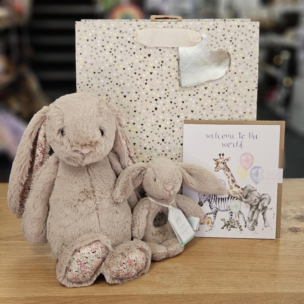 Jellycat Beige Bunnies with Glick Gift Bags