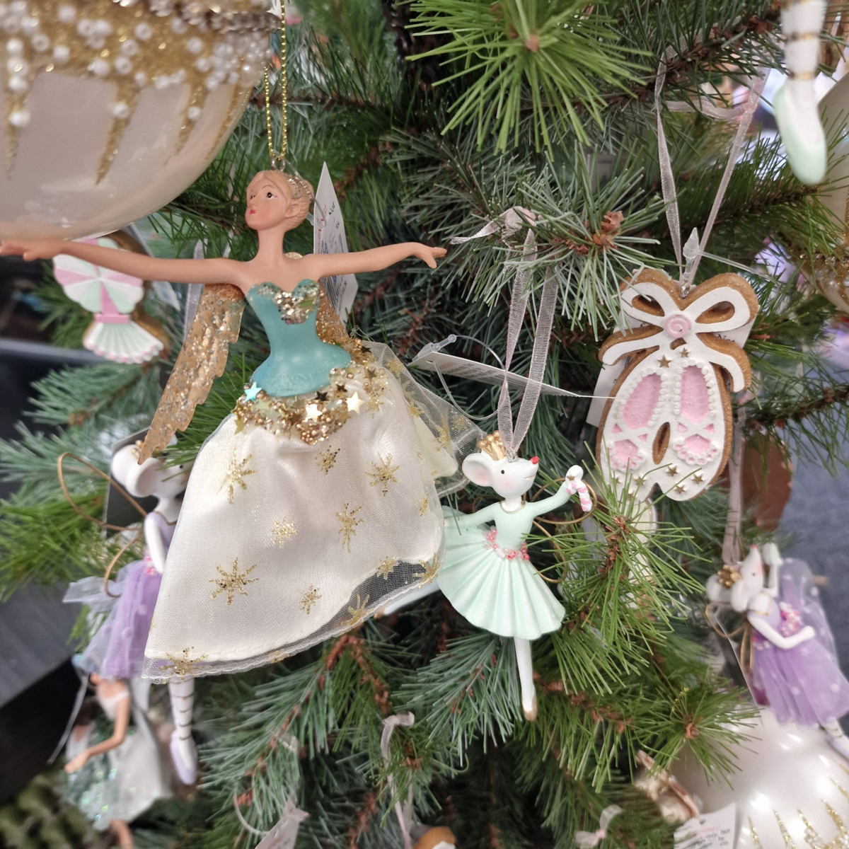 Gisela Graham ballerina in burgundy dress decoration